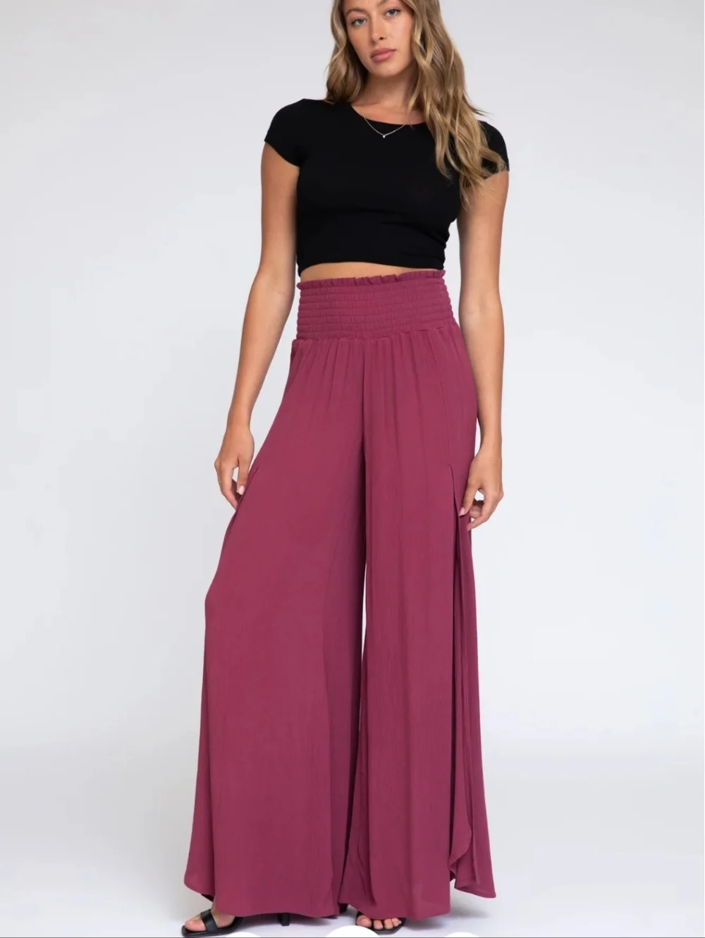Front Wrap Wide Leg Pant - Brick - Picture 4 of 8